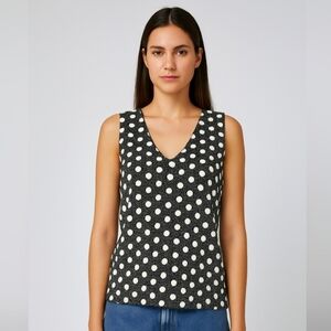 NWT Anthropologie Maeve Sleeveless Black & White Polka Dot Top Size Large